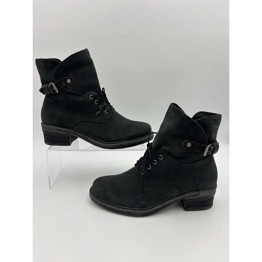 OTBT Gallivant Ankle Boots Lace Up Soft Black Grey Size 8.5